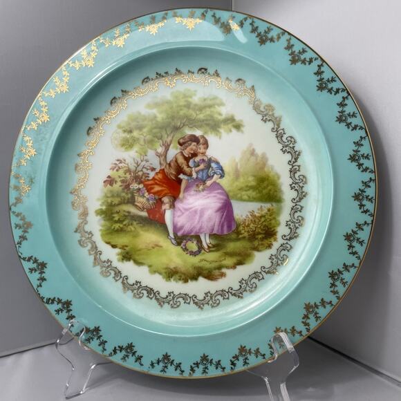 West Germany Rembrandt 10.5" Dinner Plate by Gloria Fine Porcelain Gilt - Picture 1 of 7